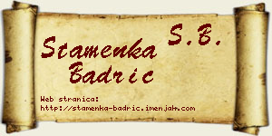 Stamenka Badrić vizit kartica